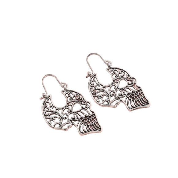 Silver Tone Skeleton Dangle Earrings - Picture 2 of 6